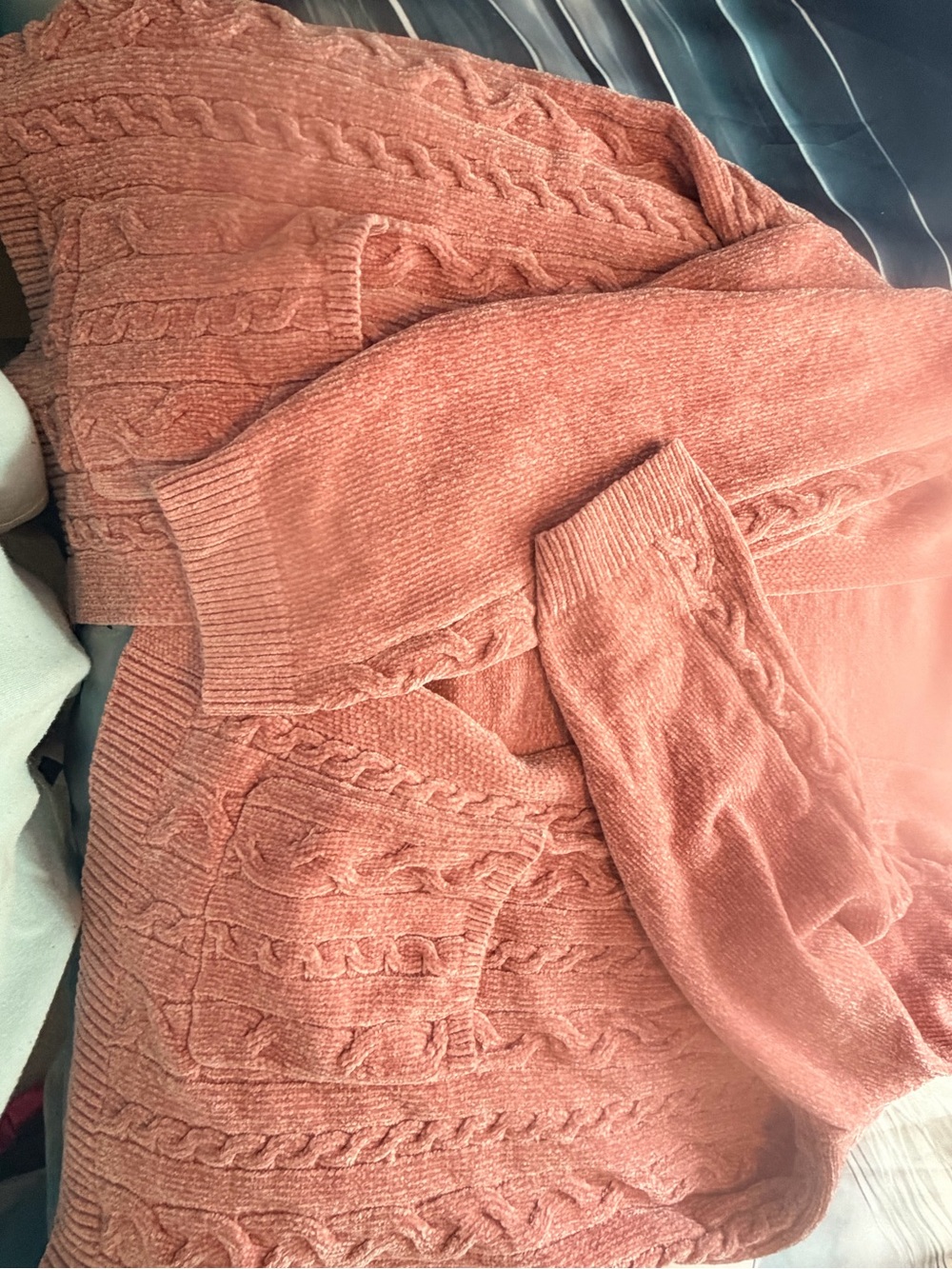 Alfred Dunner Cable-Knit Scoop Neck Sweater in Peach